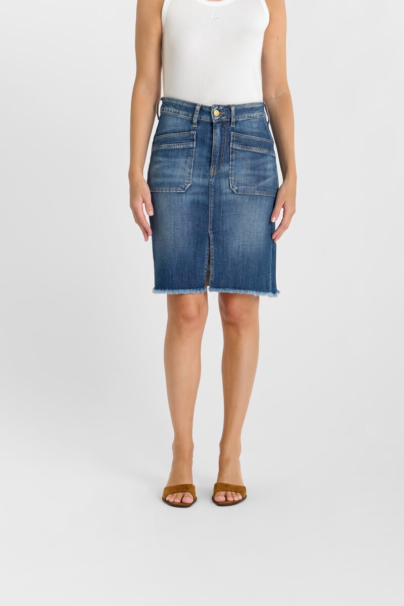 Jupe droite en jeans SIVIA, LE TEMPS DES CERISES