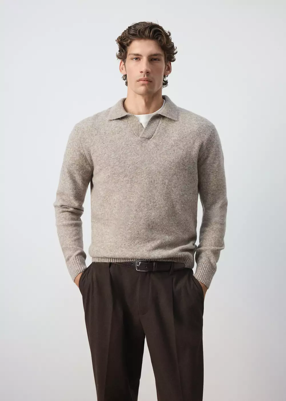 Polo en jersey mélange laine et alpaga, MANGO MAN