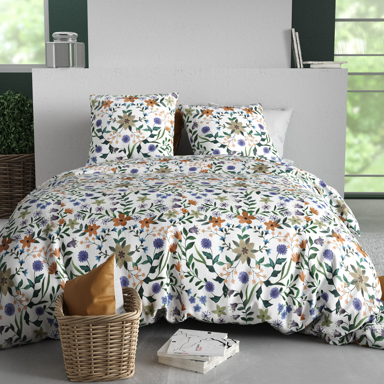 Paure coton imprimée couette et 2 taies, VEITCHS, ATELIER DU COTON