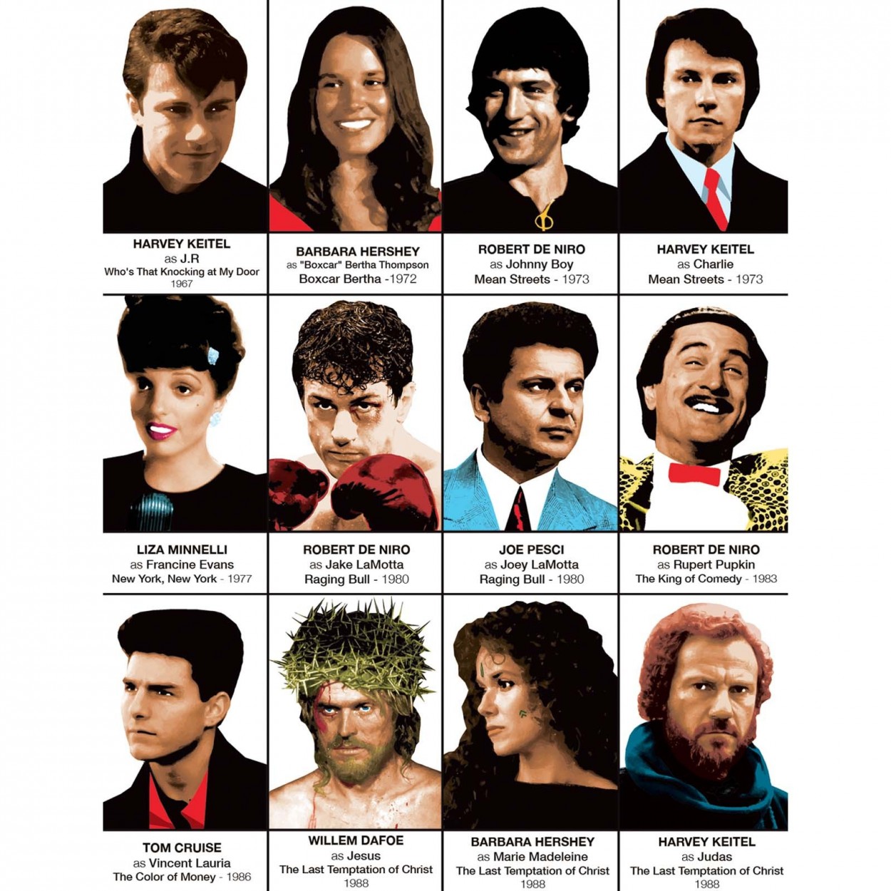 Affiche d'art - Martin Scorsese characters - Olivier Bourdereau, WALL EDITIONS
