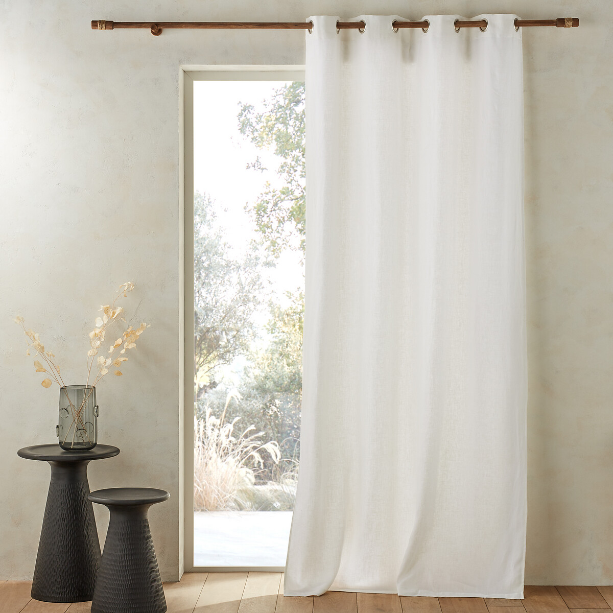 Private Single Lined Pre-Washed Linen Curtain with Eyelets