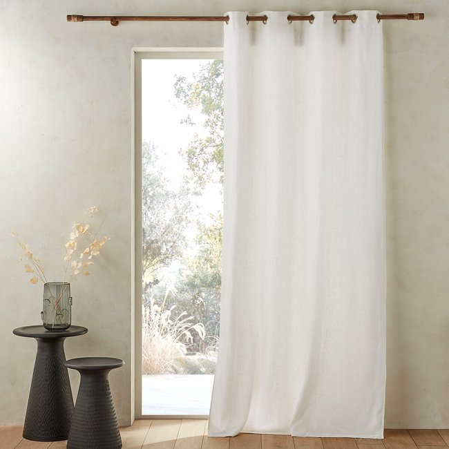 Private Single Lined Pre-Washed Linen Curtain with Eyelets - AM.PM