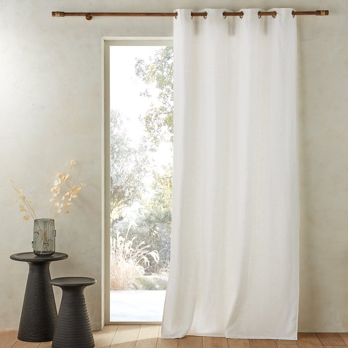 Private Single Lined Pre-Washed Linen Curtain with Eyelets AM.PM image 0