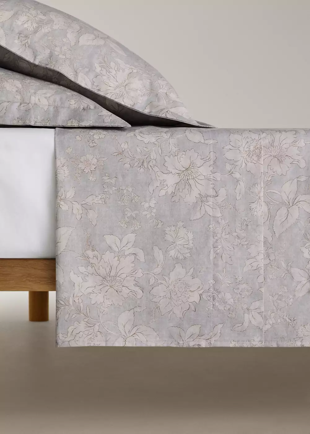 Drap plat percale de coton fleurs vintage Lit 150/160 cm, MANGO HOME