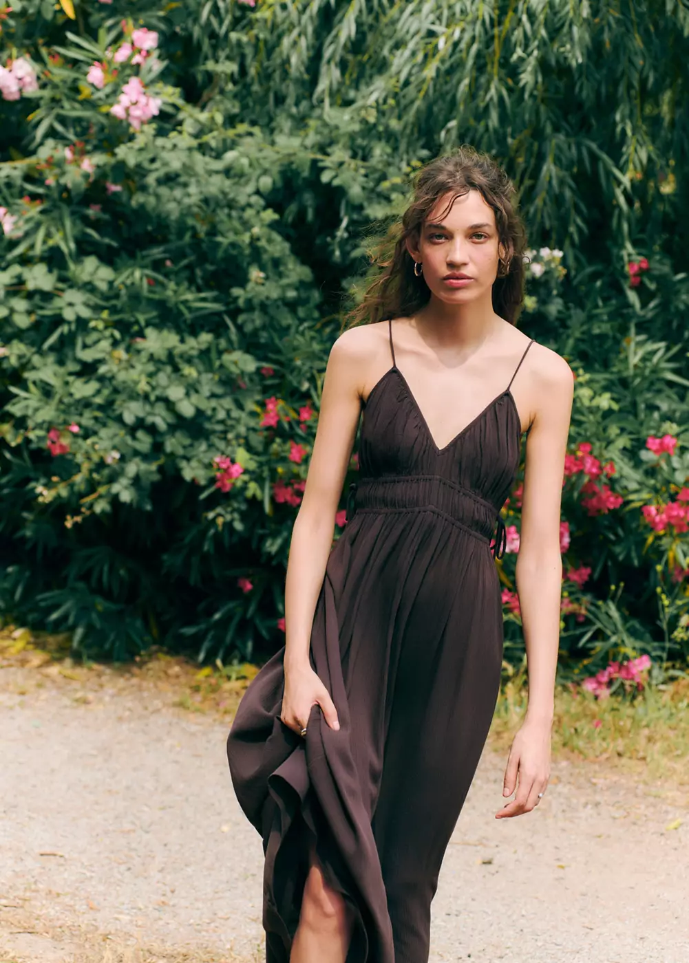 Robe plissée avec liens sur les côtés, MANGO TEEN
