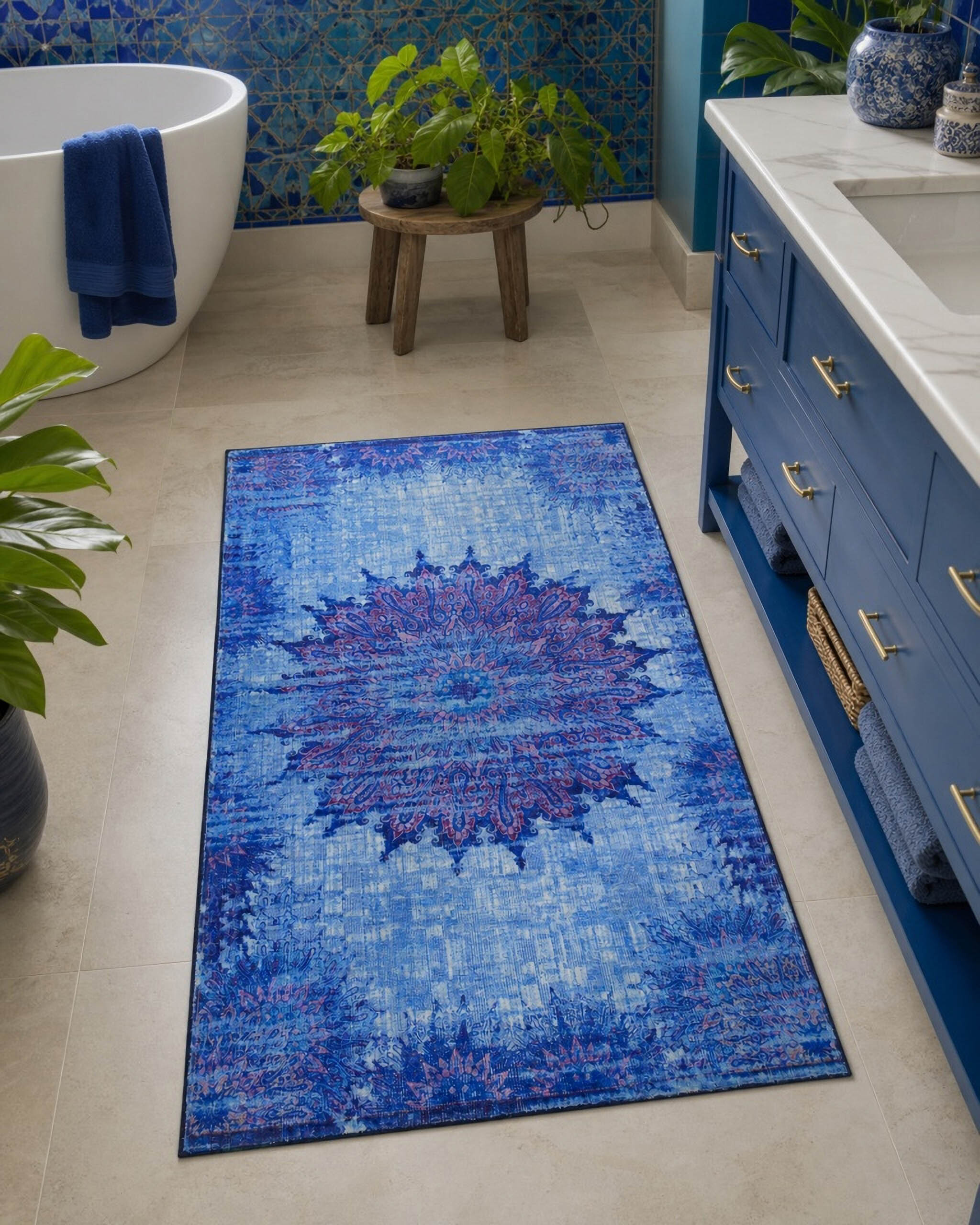 Tapis de bain WECONhome Healing, design vintage oriental, dos TPR antidérapant, lavable 30 °C, certifié OEKO-TEX® , Healing, WECON HOME