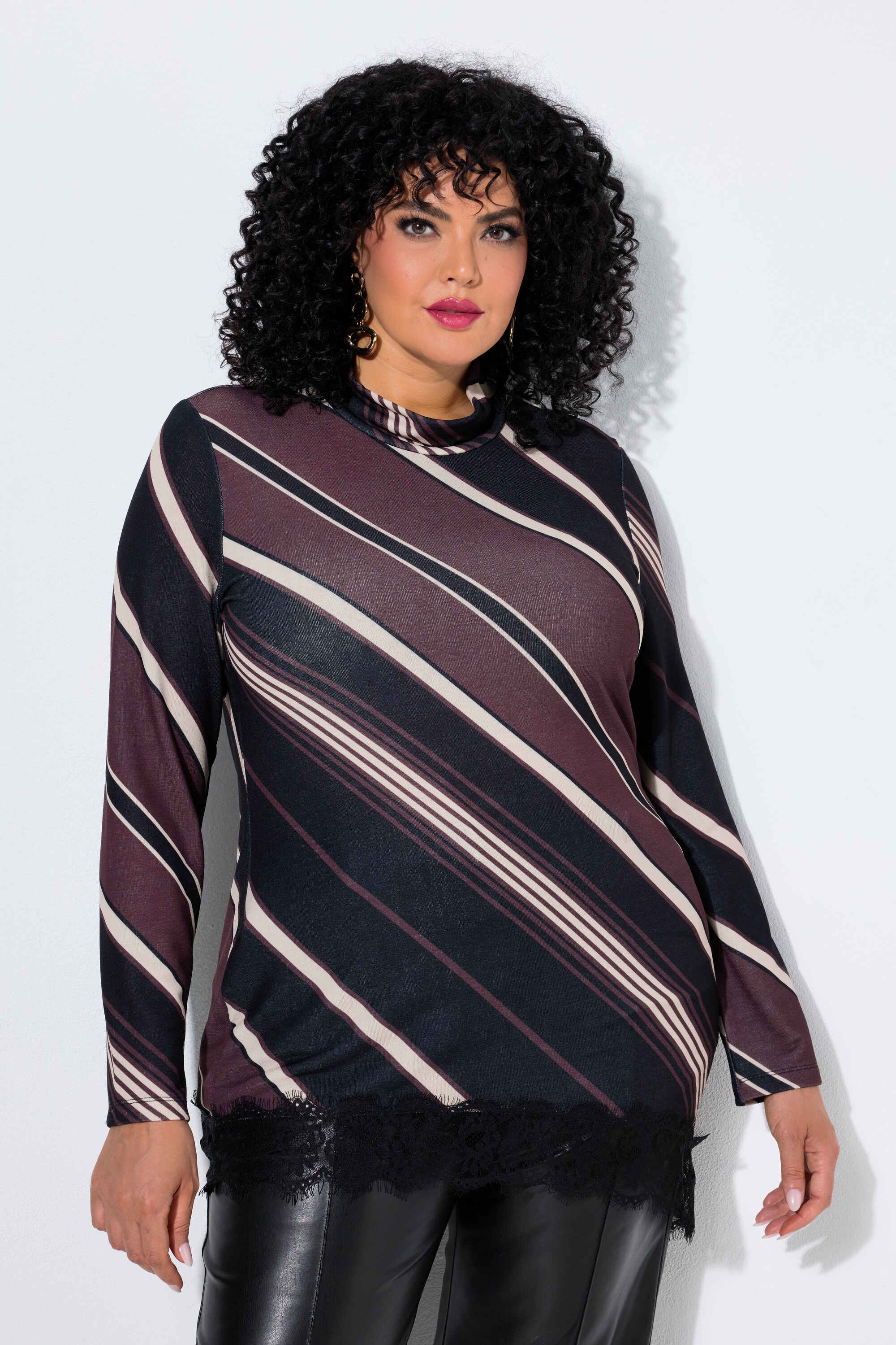 T-shirt rayé avec dentelle, ULLA POPKEN