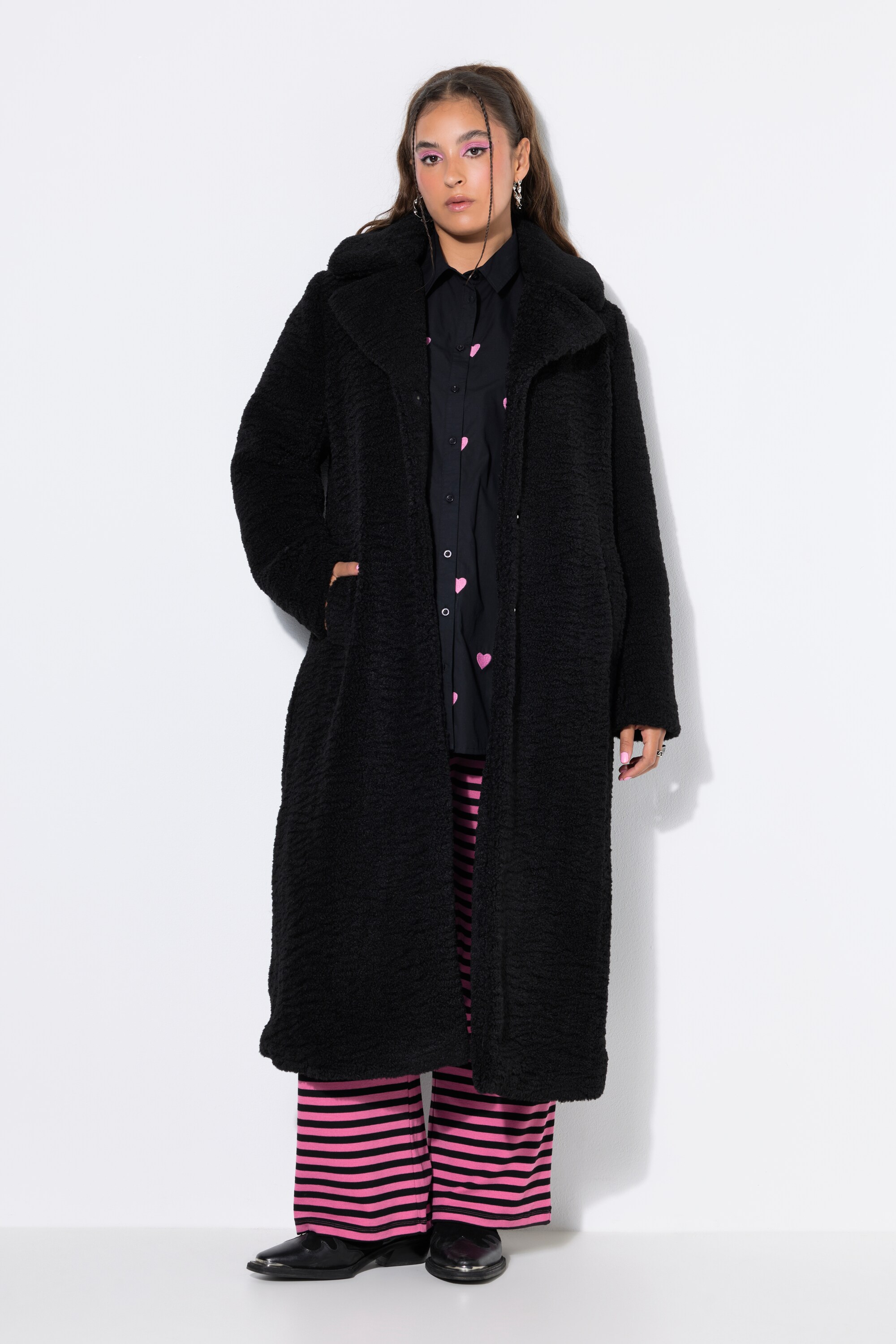 Manteau en peluche, coupe droite longue, STUDIO UNTOLD