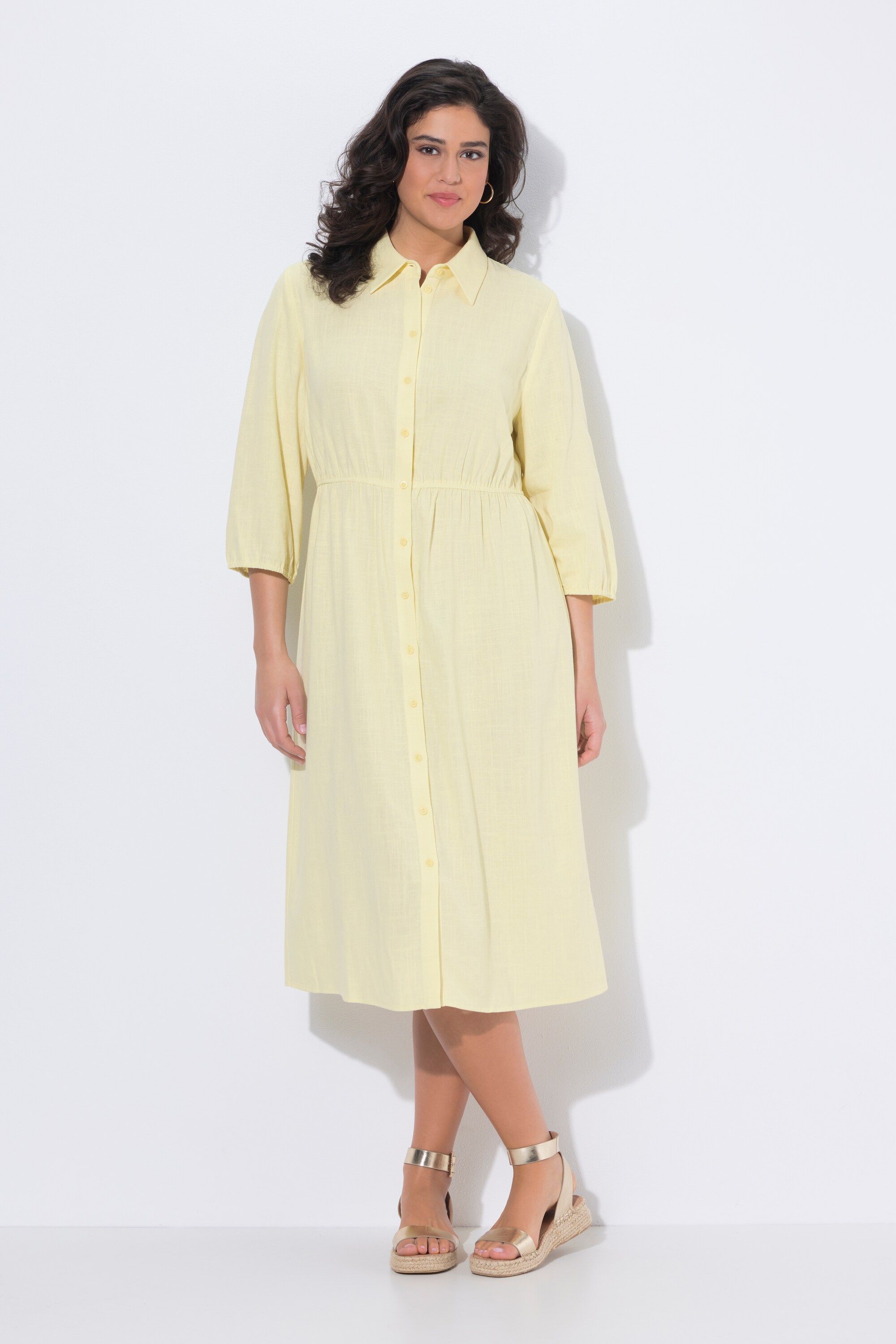 Robe chemisier, col chemise et manches 3/4, ULLA POPKEN