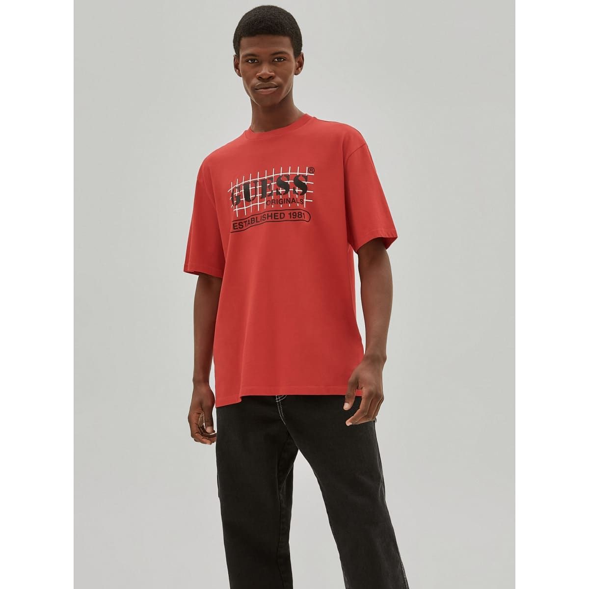 T shirt guess best sale rouge