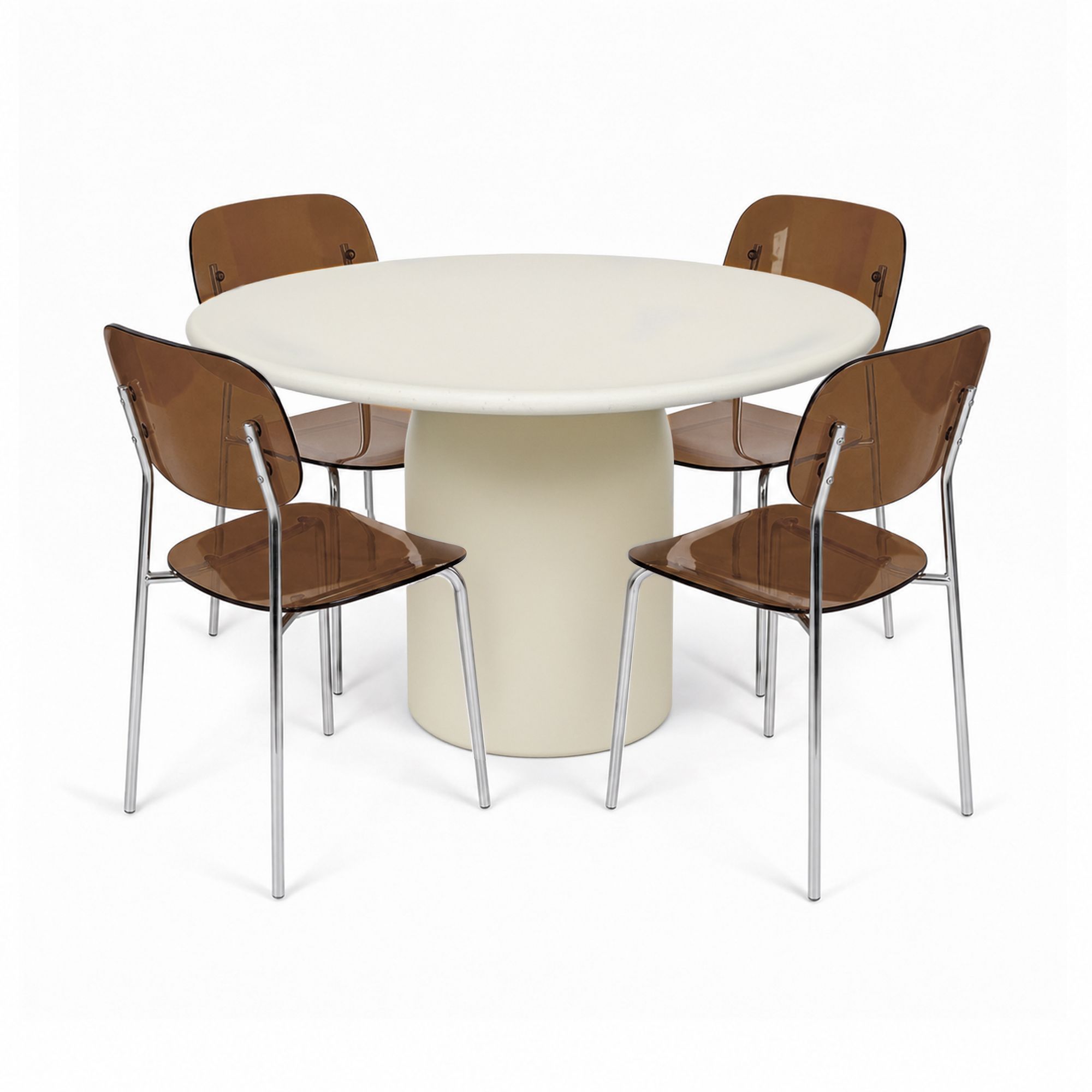Table ronde effet béton Ø120cm avec 4 chaises GLAM, NOW'S HOME