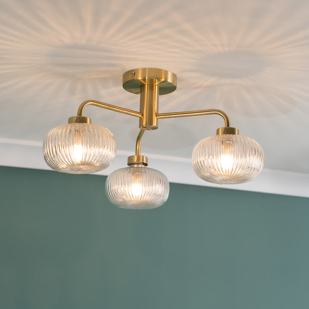 Arran 3-Light Bathroom Ceiling Light in Brass, SO'HOME