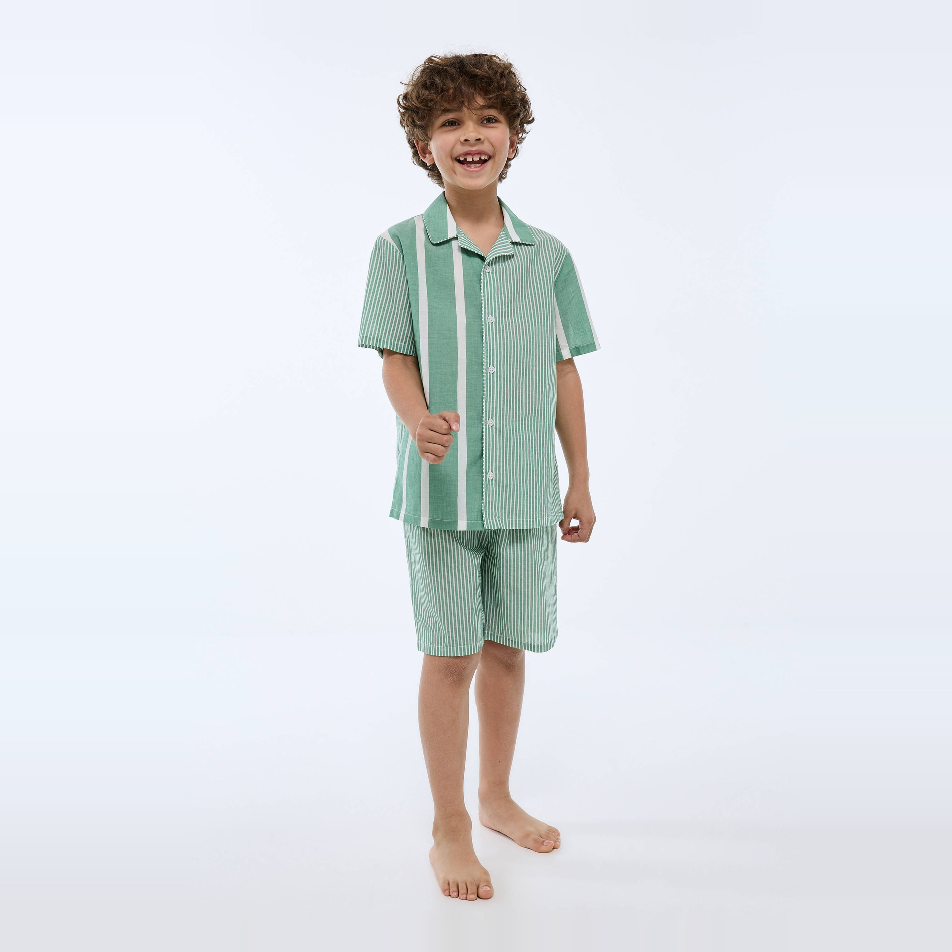Pyjama chemise short rayé en coton BIO GOTS, MONOPRIX