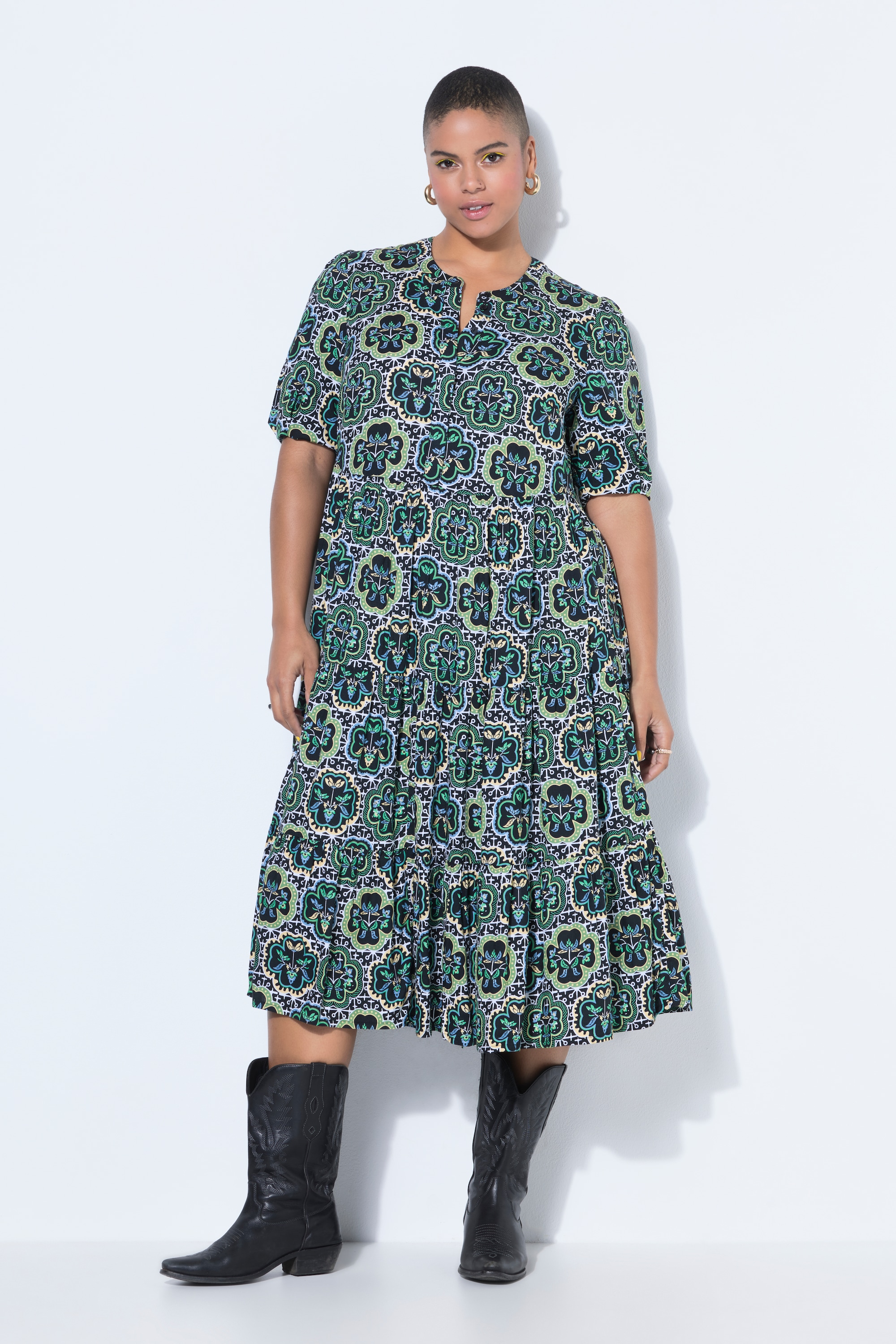 Robe maxi à volants, imprimé mosaïque, STUDIO UNTOLD
