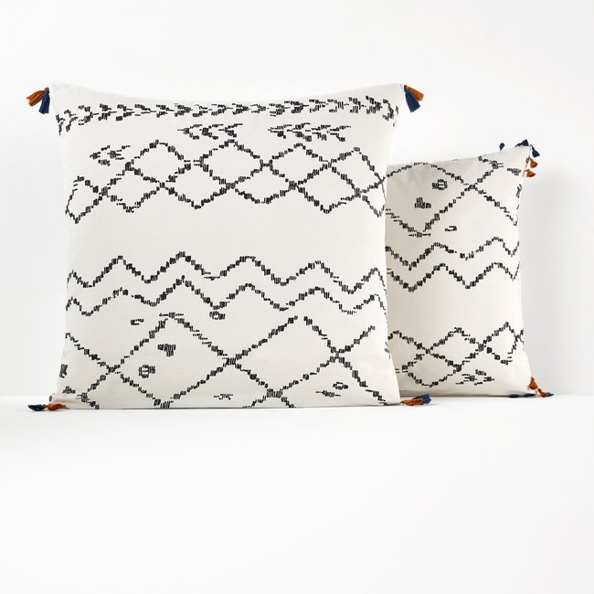 Afro Craft Graphic 100% Cotton Pillowcase, black print/white, LA REDOUTE INTERIEURS