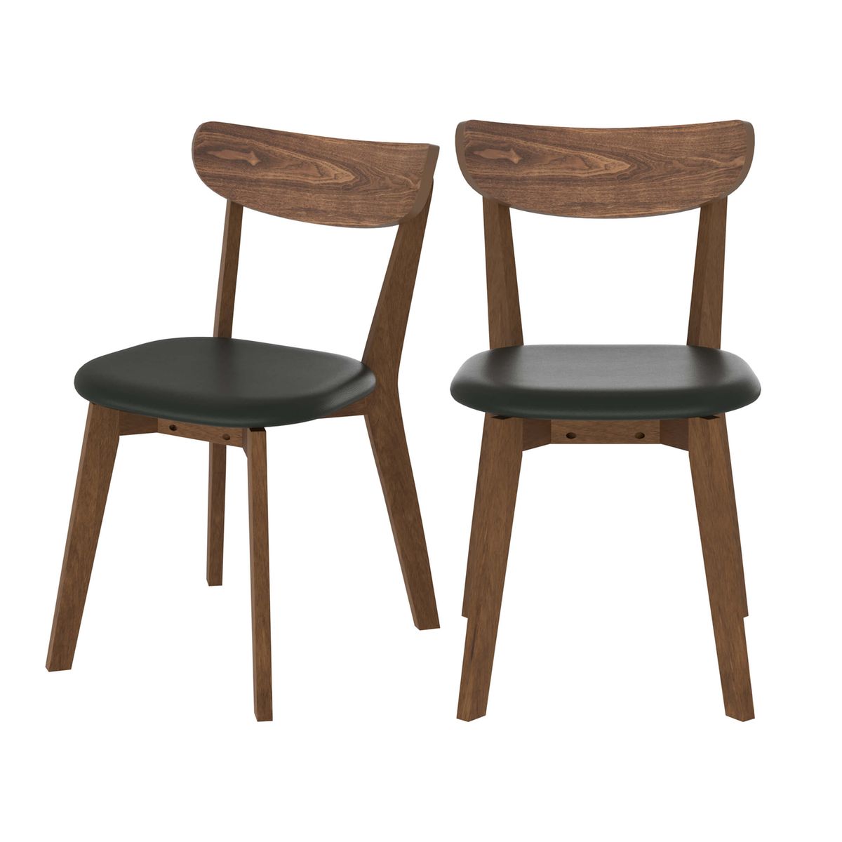 Lot de 4 chaises en cuir synthétique et bois FSC | Oviala