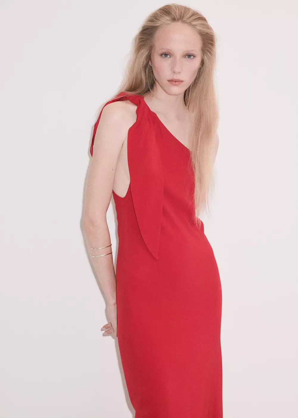 Robe col asymétrique avec détail nœud, MANGO