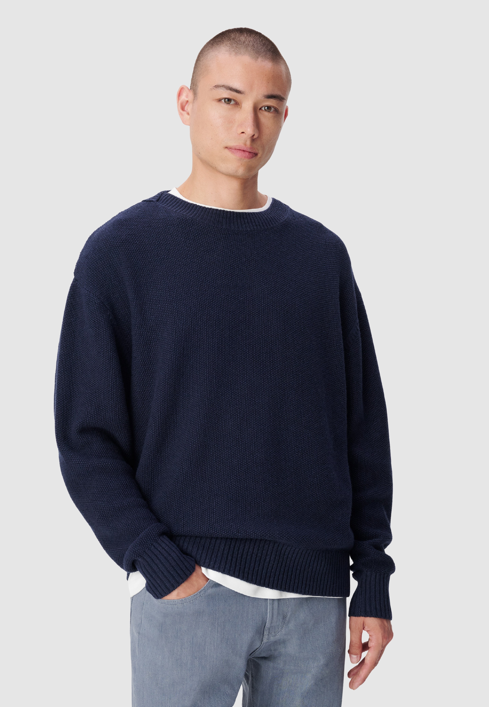 Pull col rond tricot nid d'abeille, IKKS