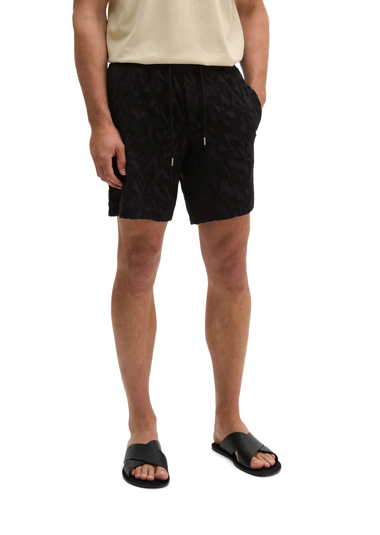Short en jersey DfC regular avec un doux motif de feuilles en éponge, MARC O'POLO