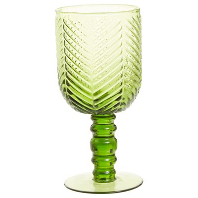 Set of 4 Embossed Green Wine Glasses, 285ml SO'HOME