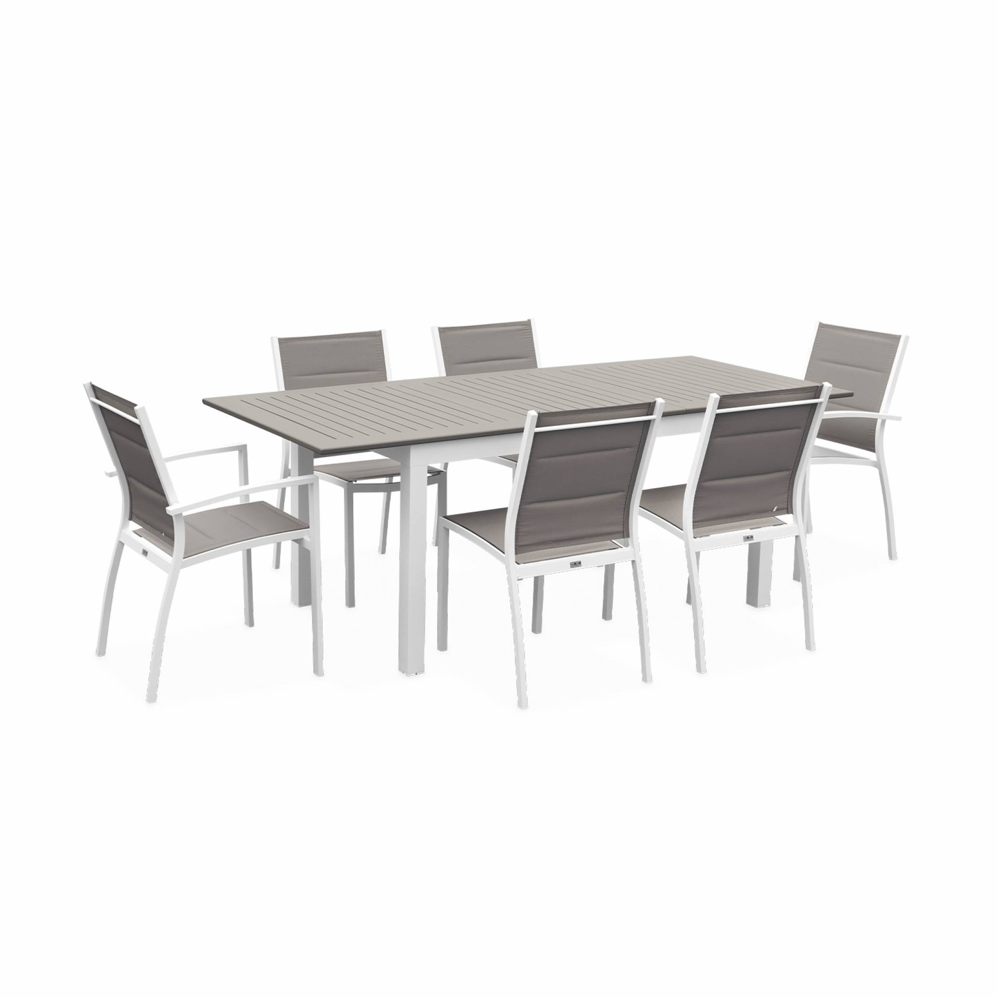 Table de jardin extensible aluminium + 6 assises CHICAGO 210, SWEEEK