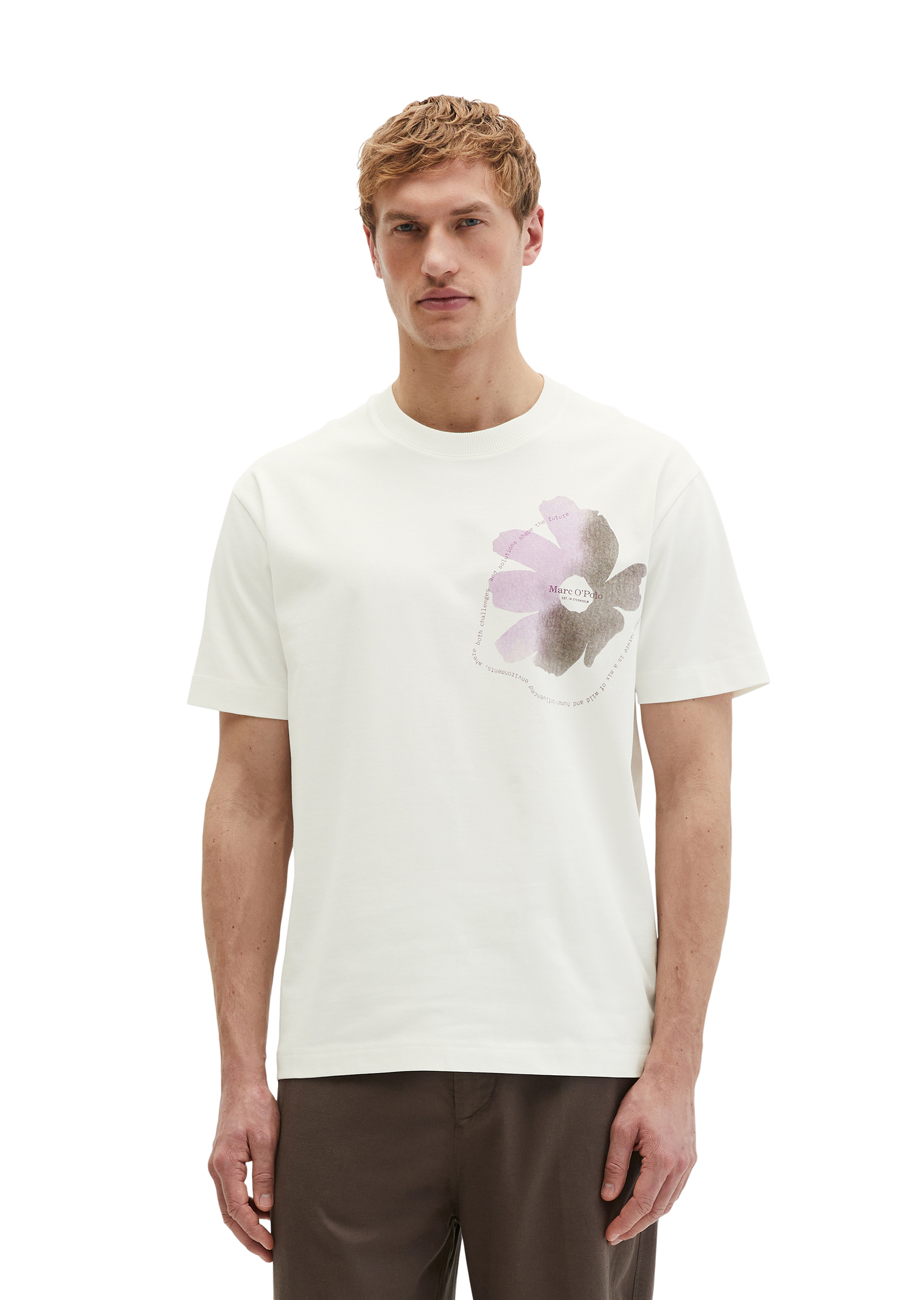 T-shirt loose avec imprimé floral sur la poitrine, MARC O'POLO