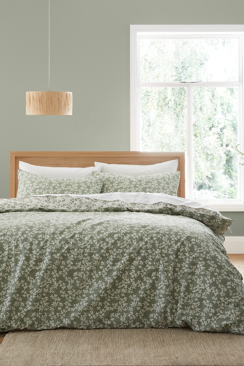 Shadow Leaves 100% Cotton Duvet Cover and Pillowcase Set Green, BIANCA FINE LINENS