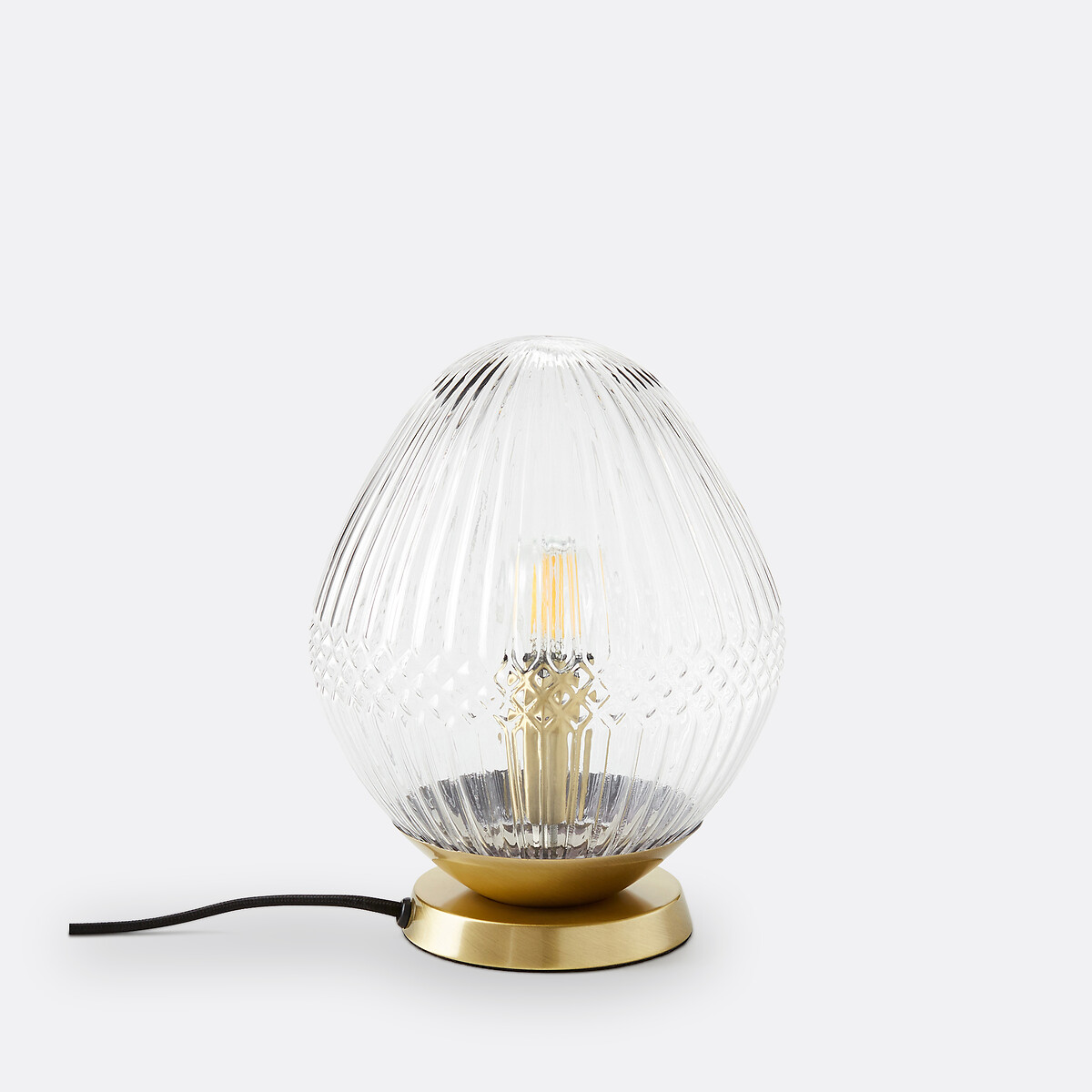 LA REDOUTE INTERIEURS Tafellamp in messing en geribbeld glas, Ari