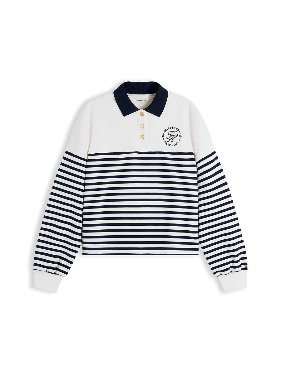 Sweat col polo rayé, TOMMY HILFIGER