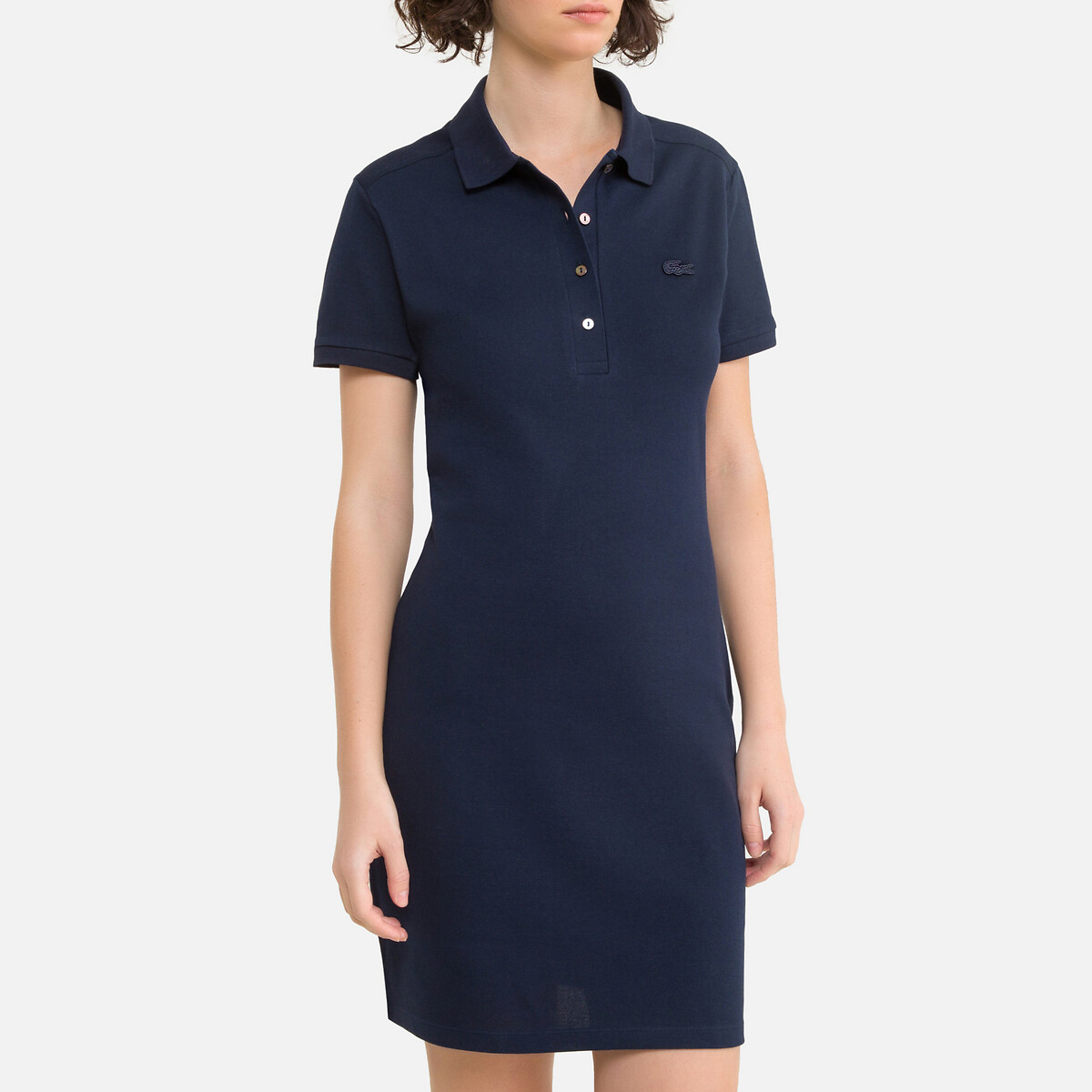 Cotton Mini Shift Dress with Short Sleeves
