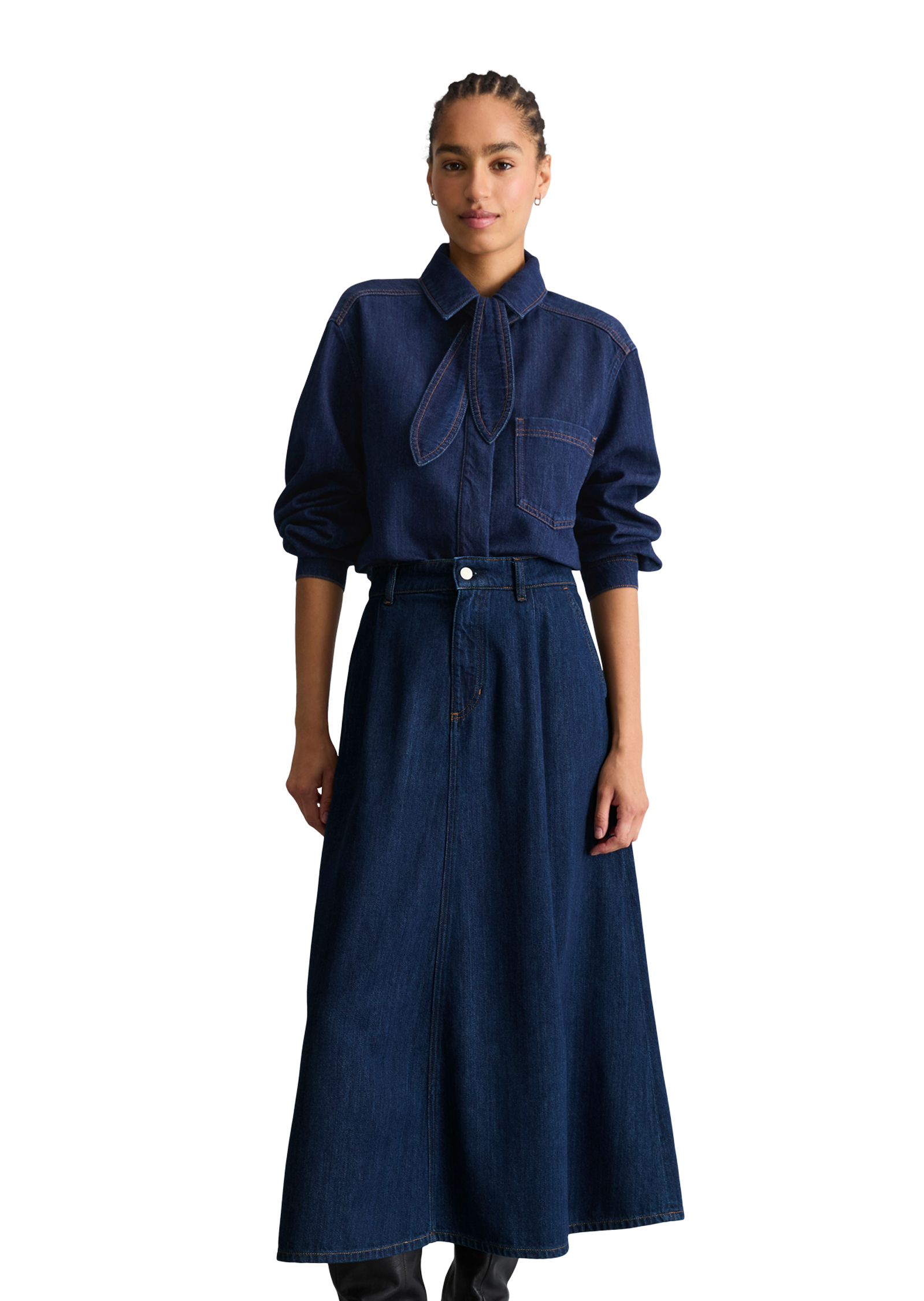 Chemisier en jean court réalisé avec Orange Fiber, MARC O’POLO DENIM