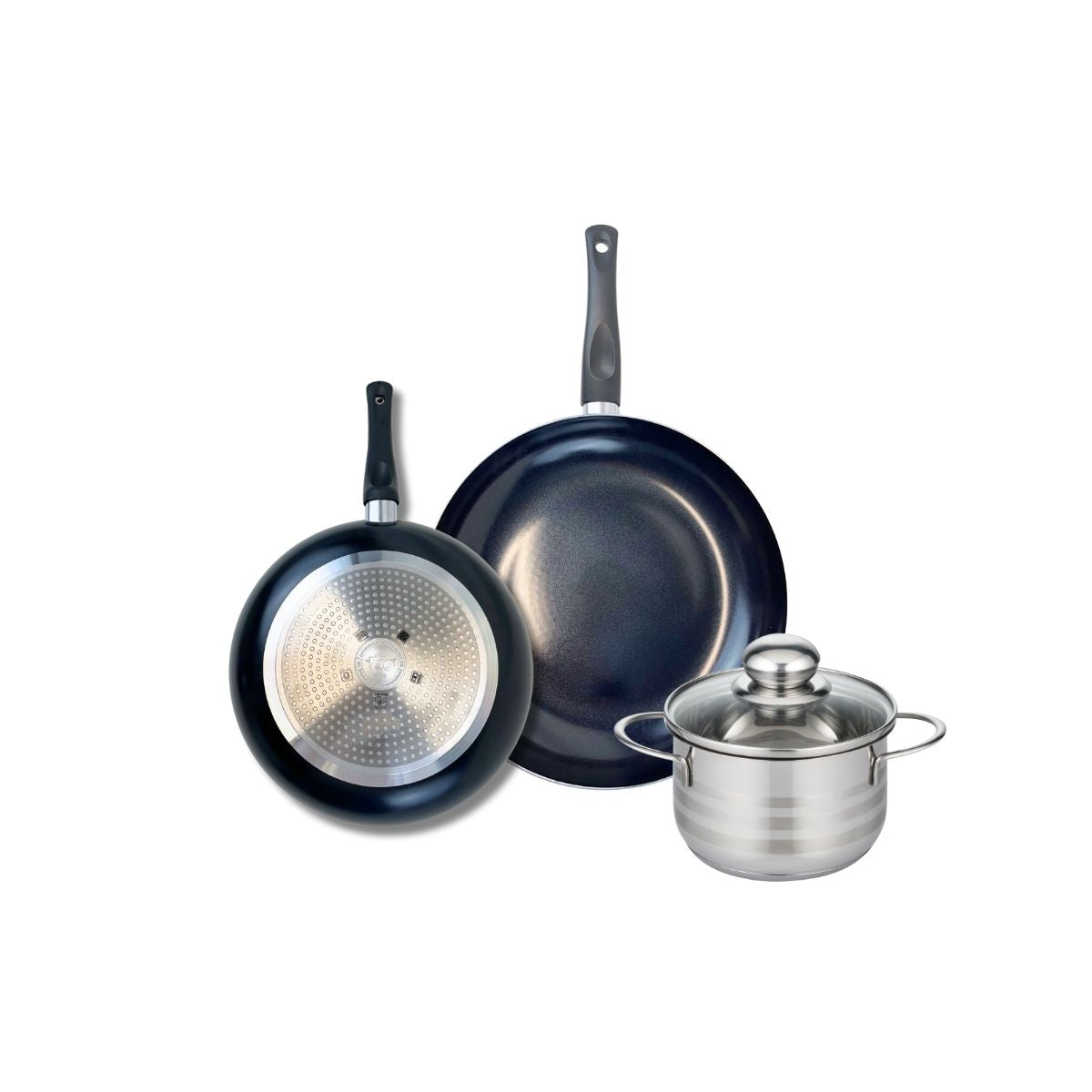 Batterie 2 poêles 24/28cm + 1 faitout 16cm PRIMA BRILLANT, ELO