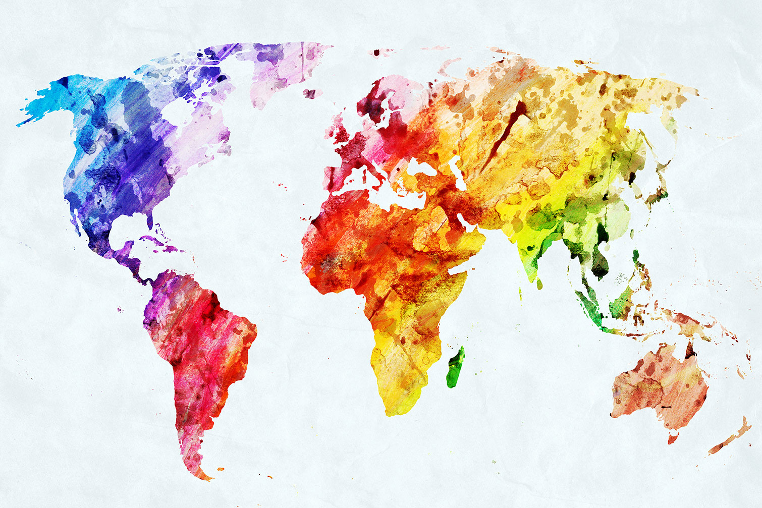 Tableau carte du monde multicolore, HEXOA