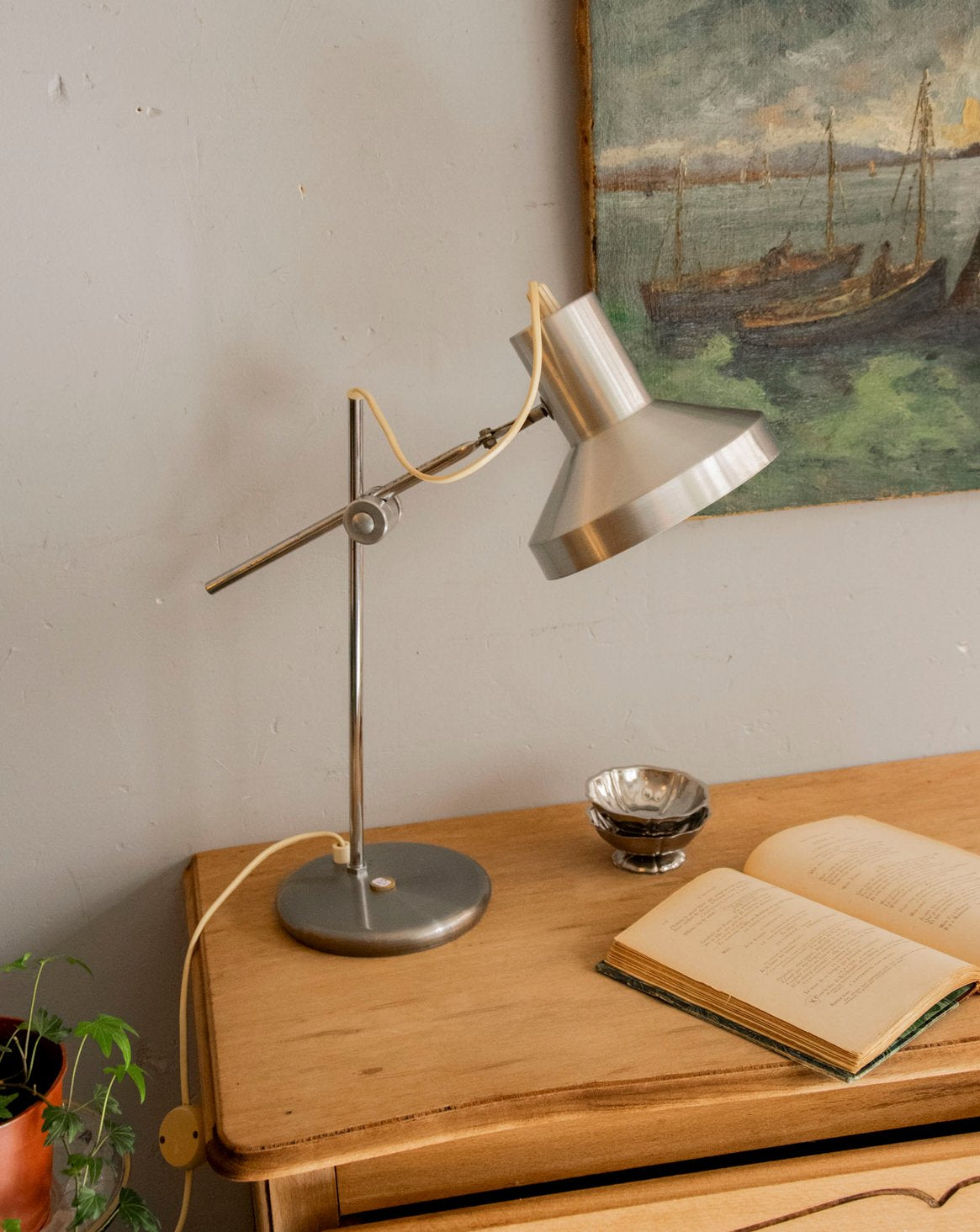 Lampe industrielle en inox Suzanne N°641 - Bon état, DEBONGOUT