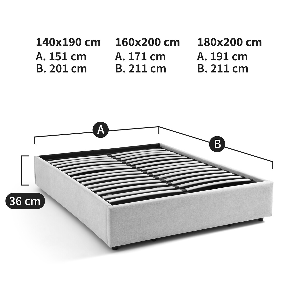 Cama canapé con somier elevable, cladie La Redoute Interieurs