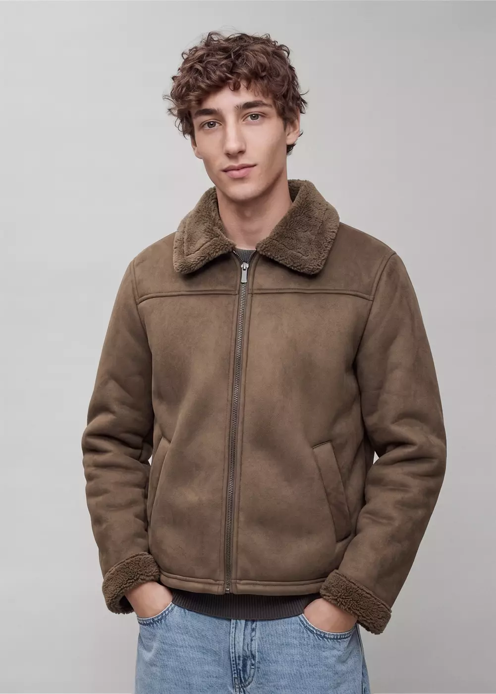 Manteau effet daim imitation mouton retourné, MANGO TEEN