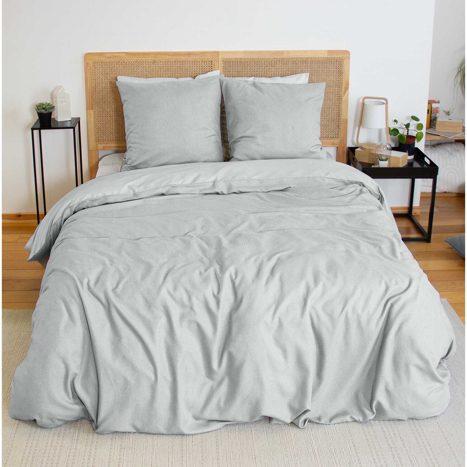 Parure housse de couette en microfibre effet flanelle unie, AVY, C DESIGN HOME TEXTILE