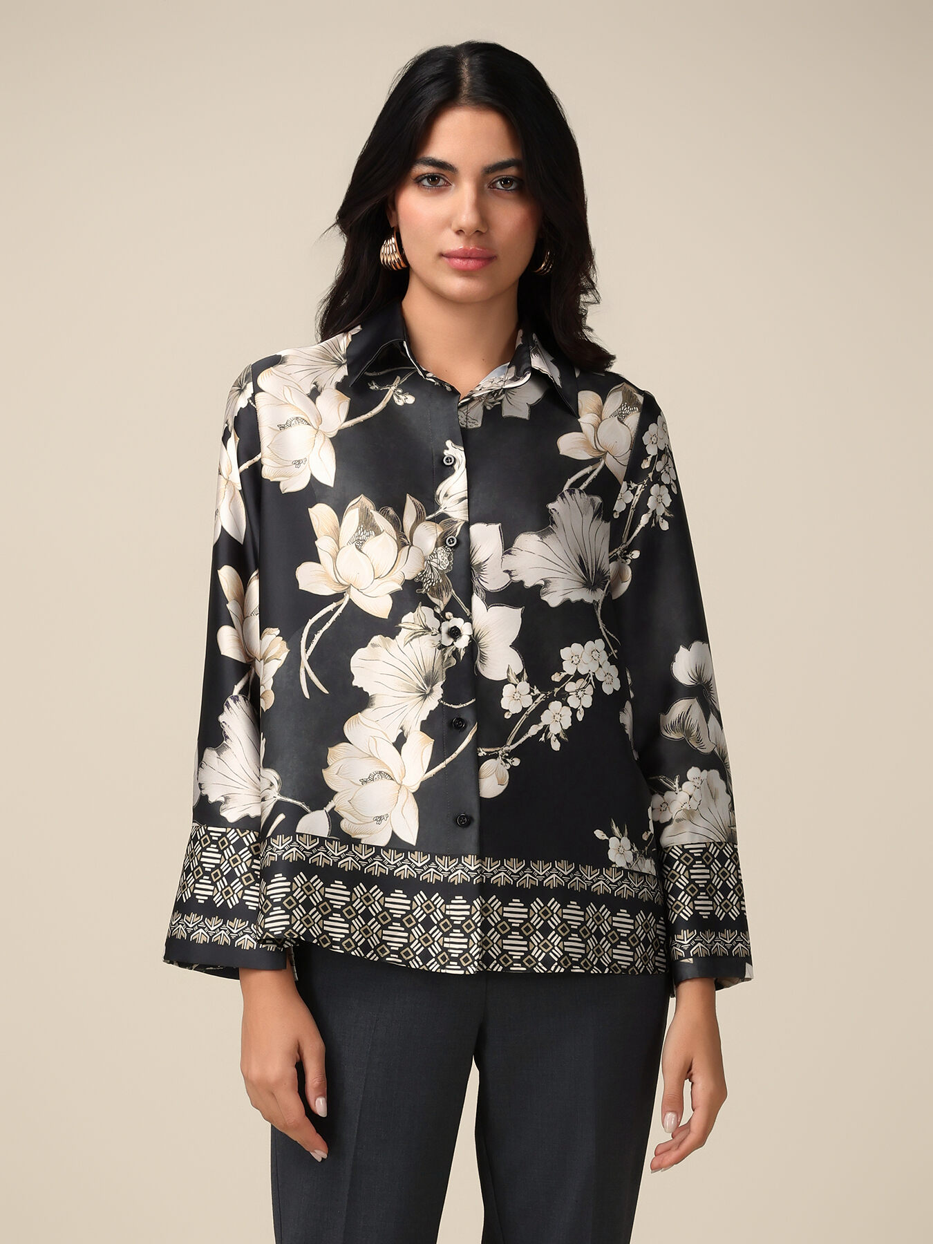 Chemisier Black & White Motif Floral Brodé - Taille 10 UK (8-10), Neuf Avec étiquettes