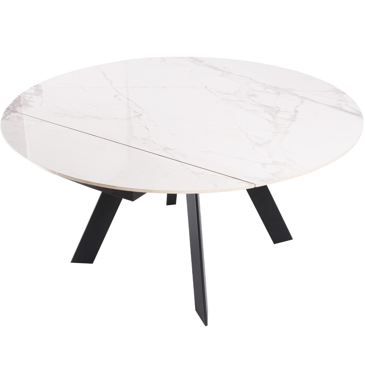 Table à manger ronde extensible 3/6 couverts en céramique effet Marbre - CIRCE, HOMIFAB