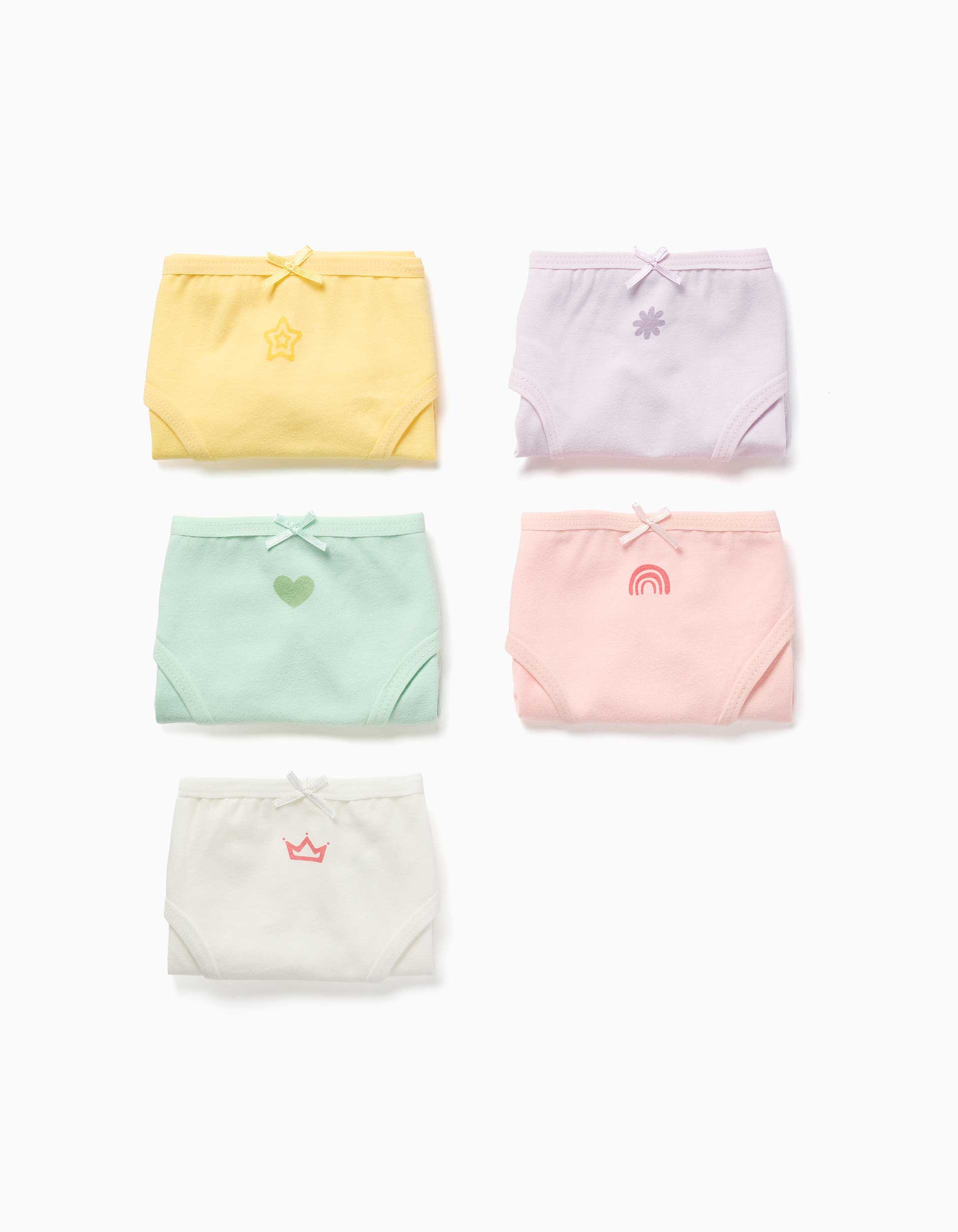 Lot de 5 culottes en coton à imprimés et nœuds, ZIPPY