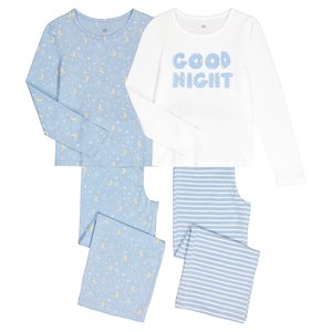 Lot de 2 pyjamas en coton imprimé étoiles et lunes
