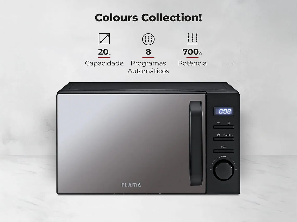 Micro-Ondas 20L Digital Preto 1833FL, FLAMA, FLAMA