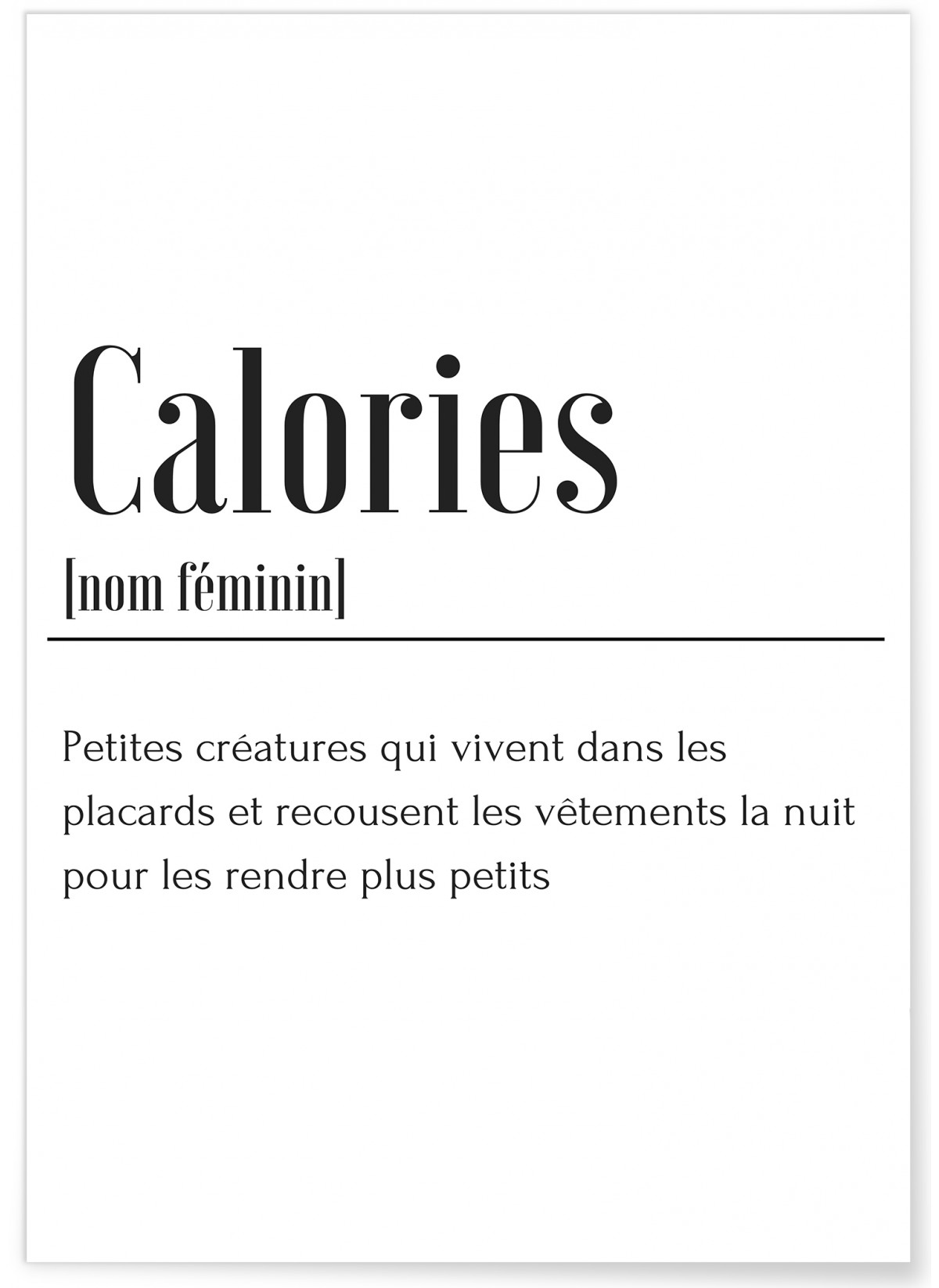 Affiche Définition Calories, L'AFFICHERIE