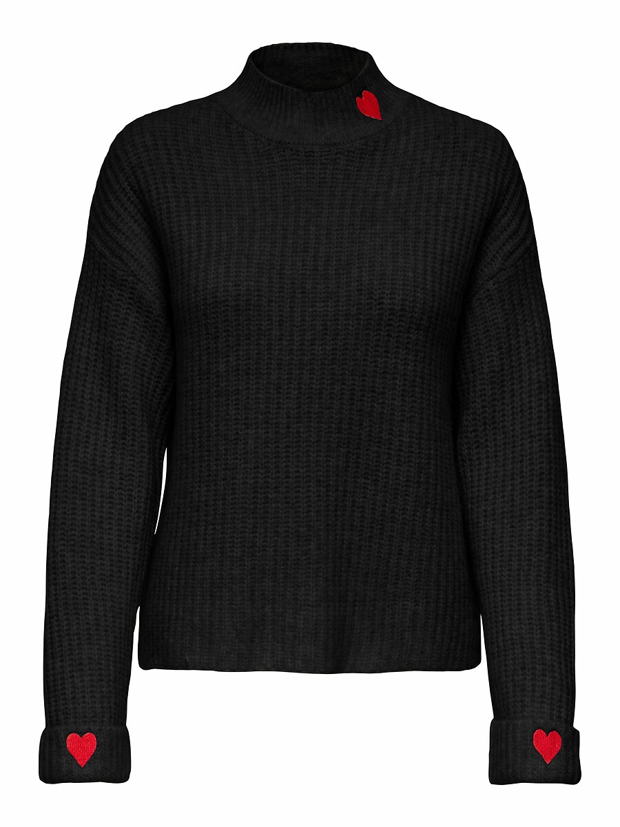 High Neck Jumper with Heart Detail, ONLY
