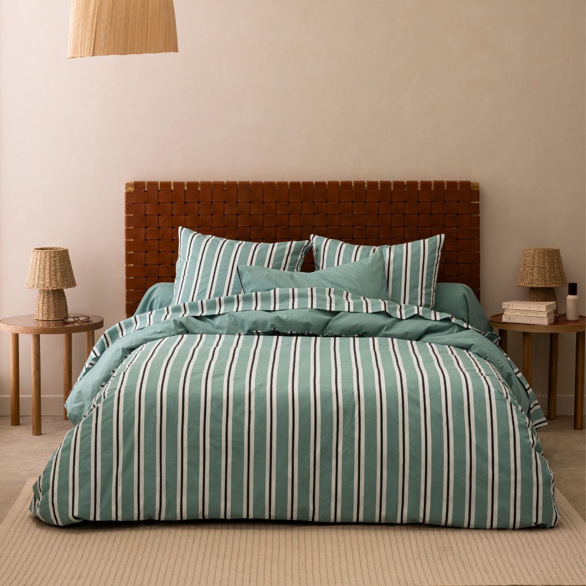 Housse de couette imprimée en coton et viscose de bambou, ZEPHIR, A DEMAIN