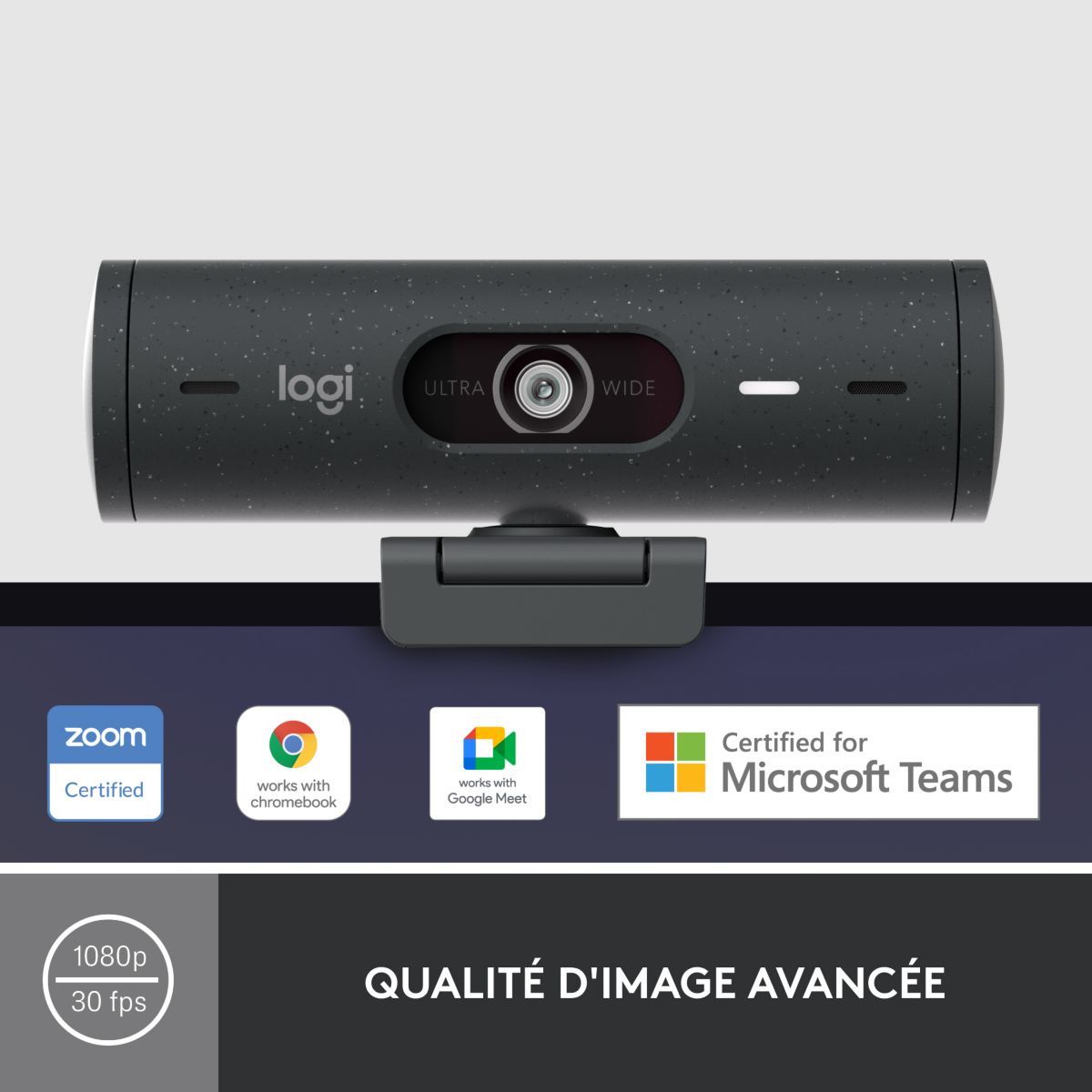 Logitech Brio 100 Webcam Full HD pour réunions/Streaming