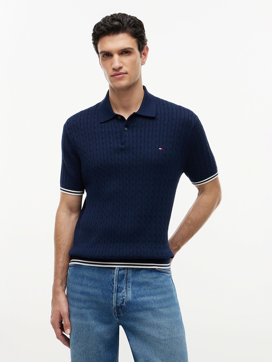 Polo manches courtes en maille, TOMMY HILFIGER