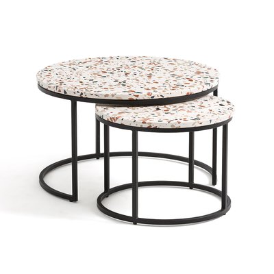 Set of 2 Hervé Terrazzo and Metal Round Nesting Tables LA REDOUTE INTERIEURS