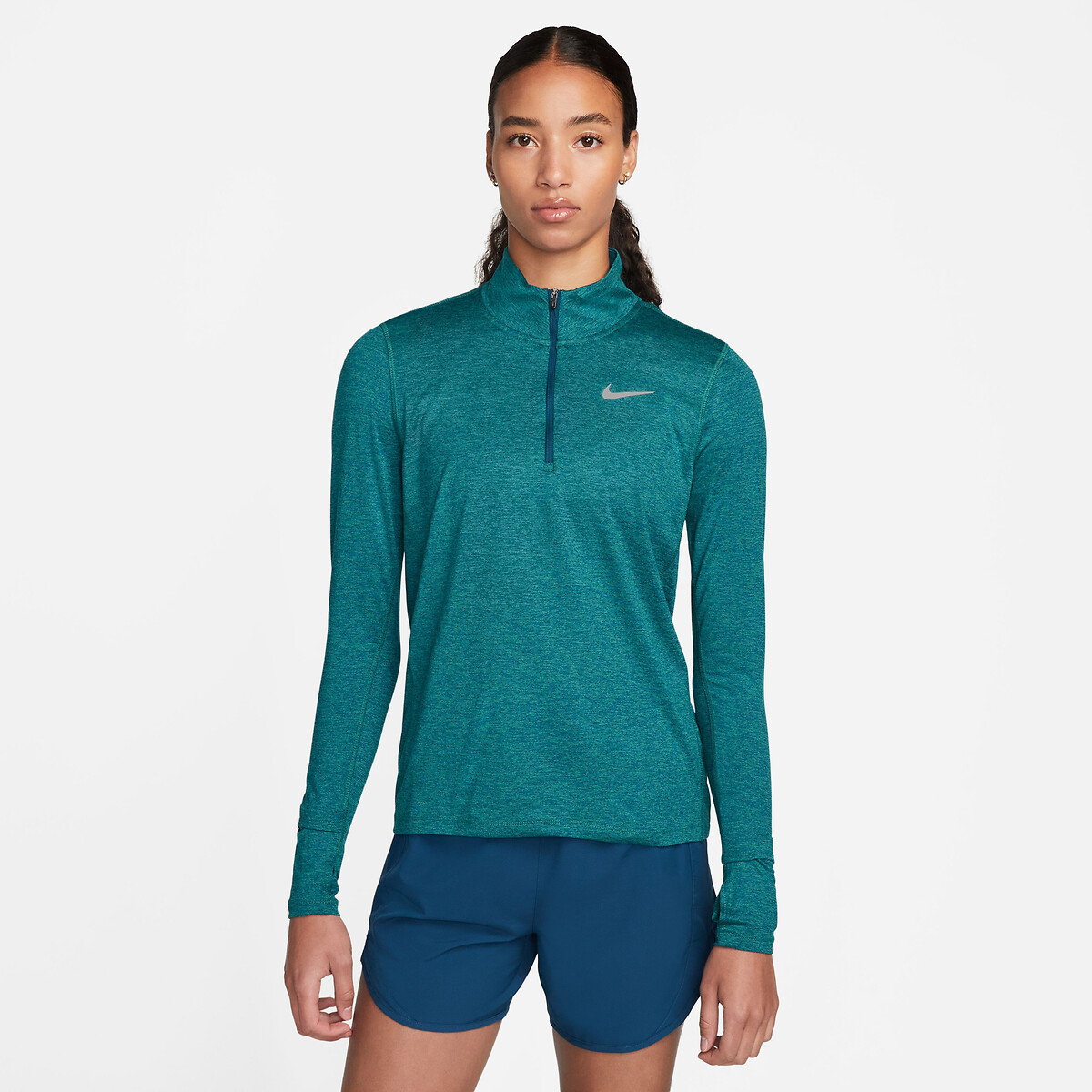 Camiseta con cuello alto manga larga azul pavo real Nike | La