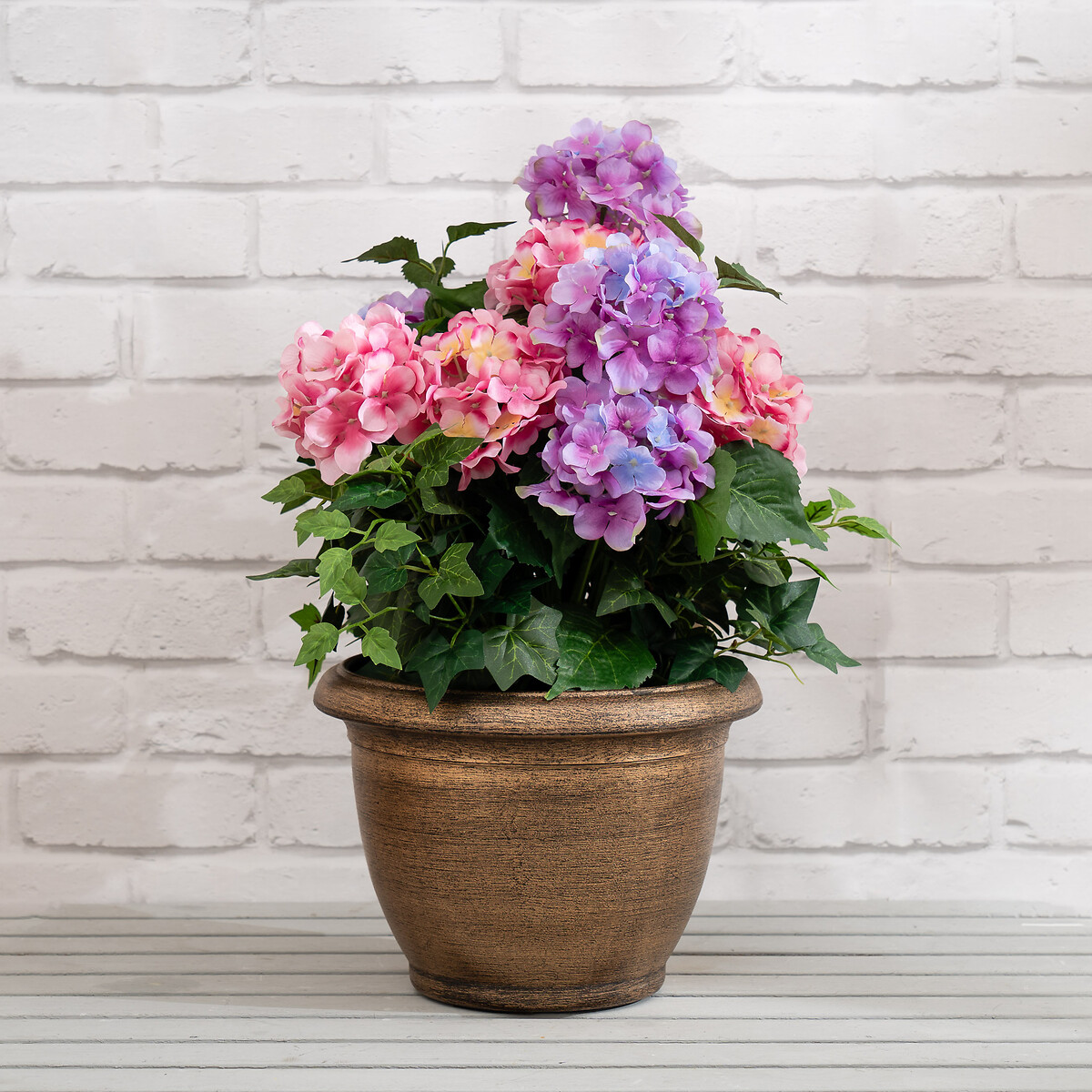 55cm Artificial Pink/Purple Hydrangea in Pot, SO'HOME